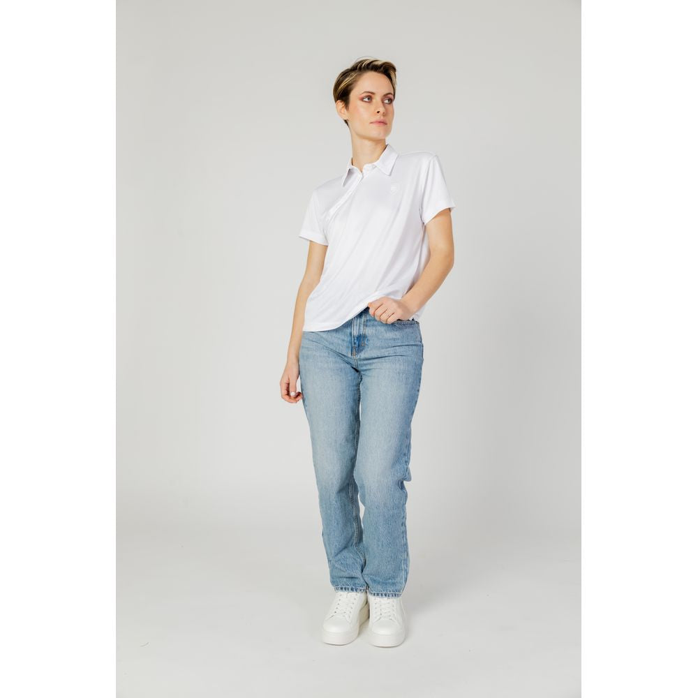 Blauer weißes Polyester-T-Shirt