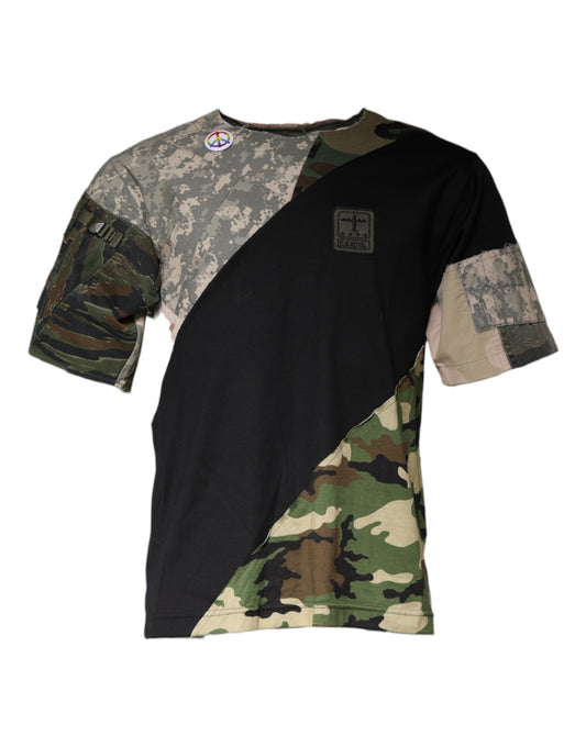 Dolce & Gabbana Mehrfarbiges Camouflage-T-Shirt aus Baumwolle mit Rundhalsausschnitt