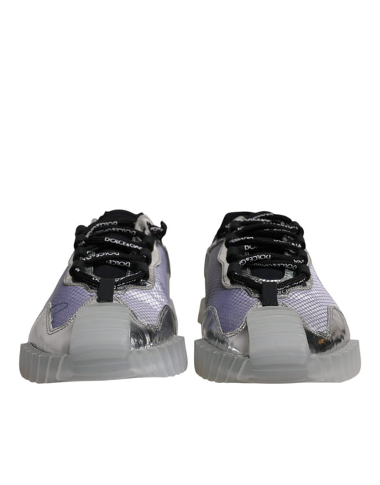 Dolce & Gabbana Silber Schwarz Nylon NS1 Low Top Sneakers Schuhe