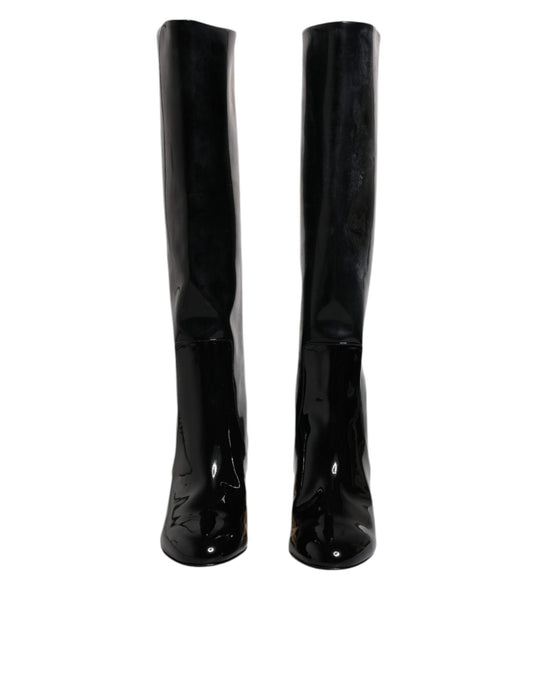 Dolce & Gabbana – Schwarze Vally High-Stiefel aus Lackleder