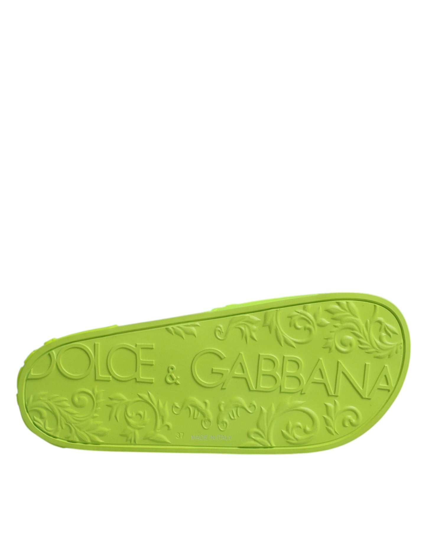 Dolce & Gabbana Grüne Gummi-Slides Sandalen Beachwear Schuhe