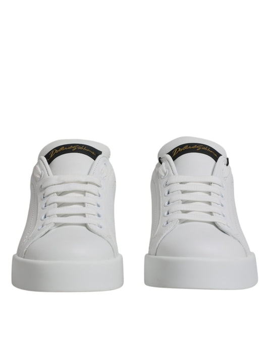 Dolce & Gabbana Klassische Low-Top-Sneakers aus weißem Leder