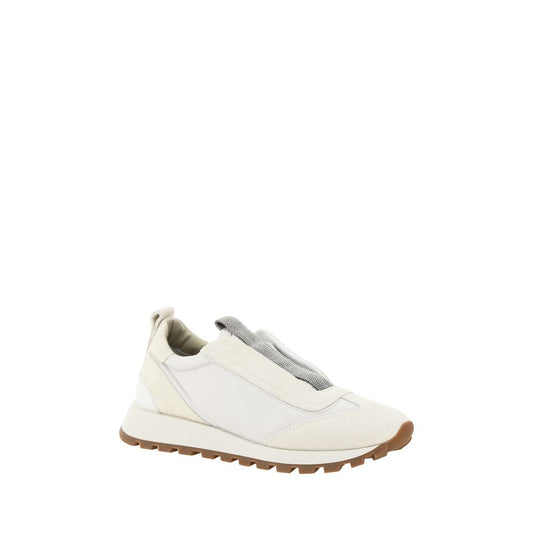 Brunello Cucinelli Weiße Gummi-Sneaker mit niedrigem Schaft