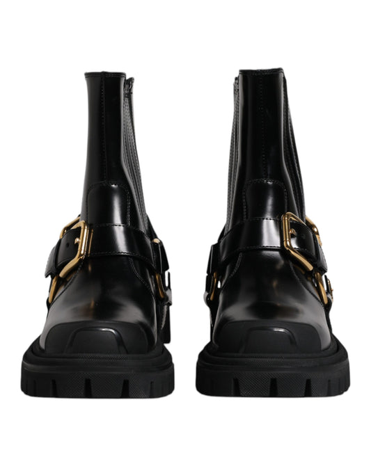 Dolce & Gabbana – Slipper aus Stretch-Trekkingstiefeln aus schwarzem Leder