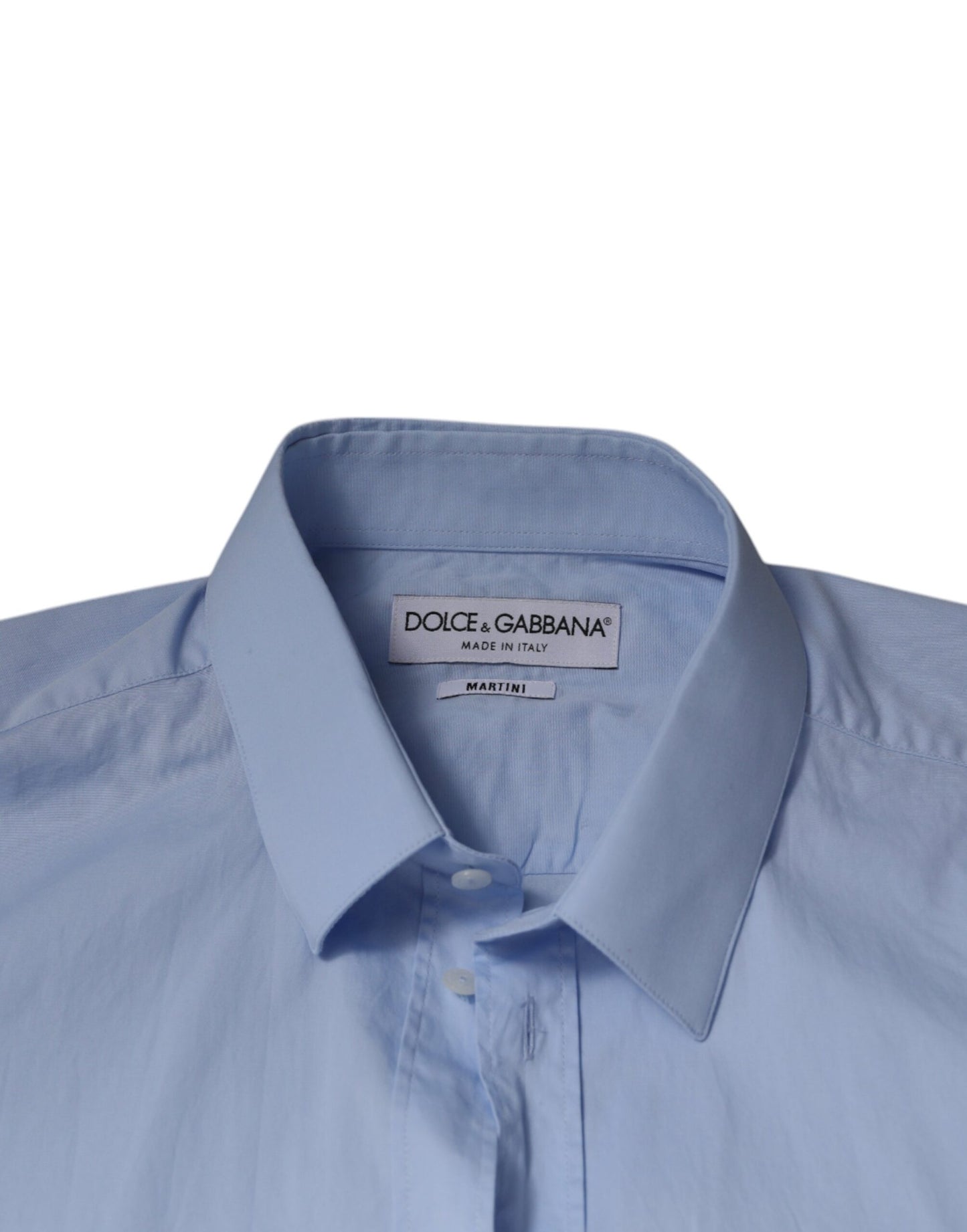 Dolce & Gabbana Hellblaues Slim Fit MARTINI-Hemd aus Baumwolle