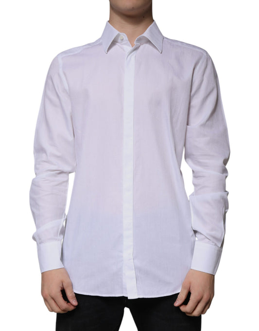 Dolce & Gabbana – Slim Fit – Formelles GOLD-Hemd aus weißer Baumwolle