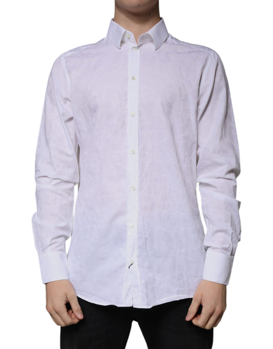 Dolce & Gabbana Weißes Slim Fit-Herrenhemd MARTINI aus Baumwolle