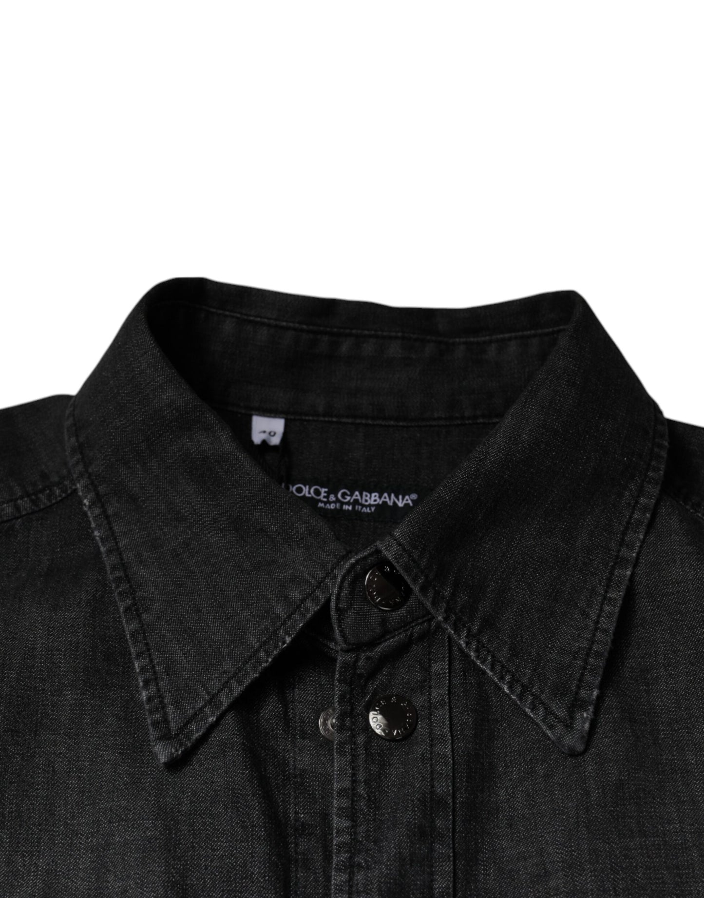 Dolce & Gabbana – Schwarzes Jeanshemd aus Baumwolle mit Knopfleiste und Logo