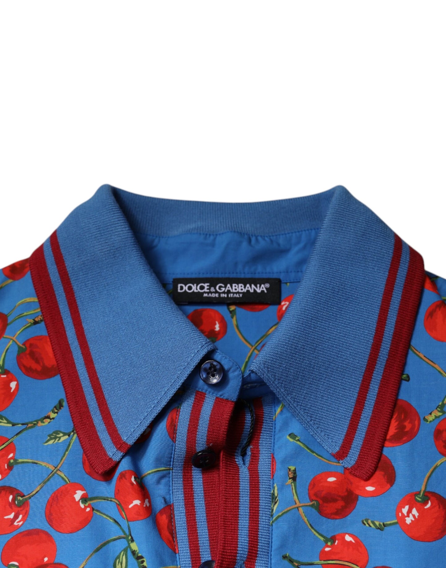 Dolce & Gabbana – Blaues Poloshirt aus Baumwolle mit Kragen für Herren