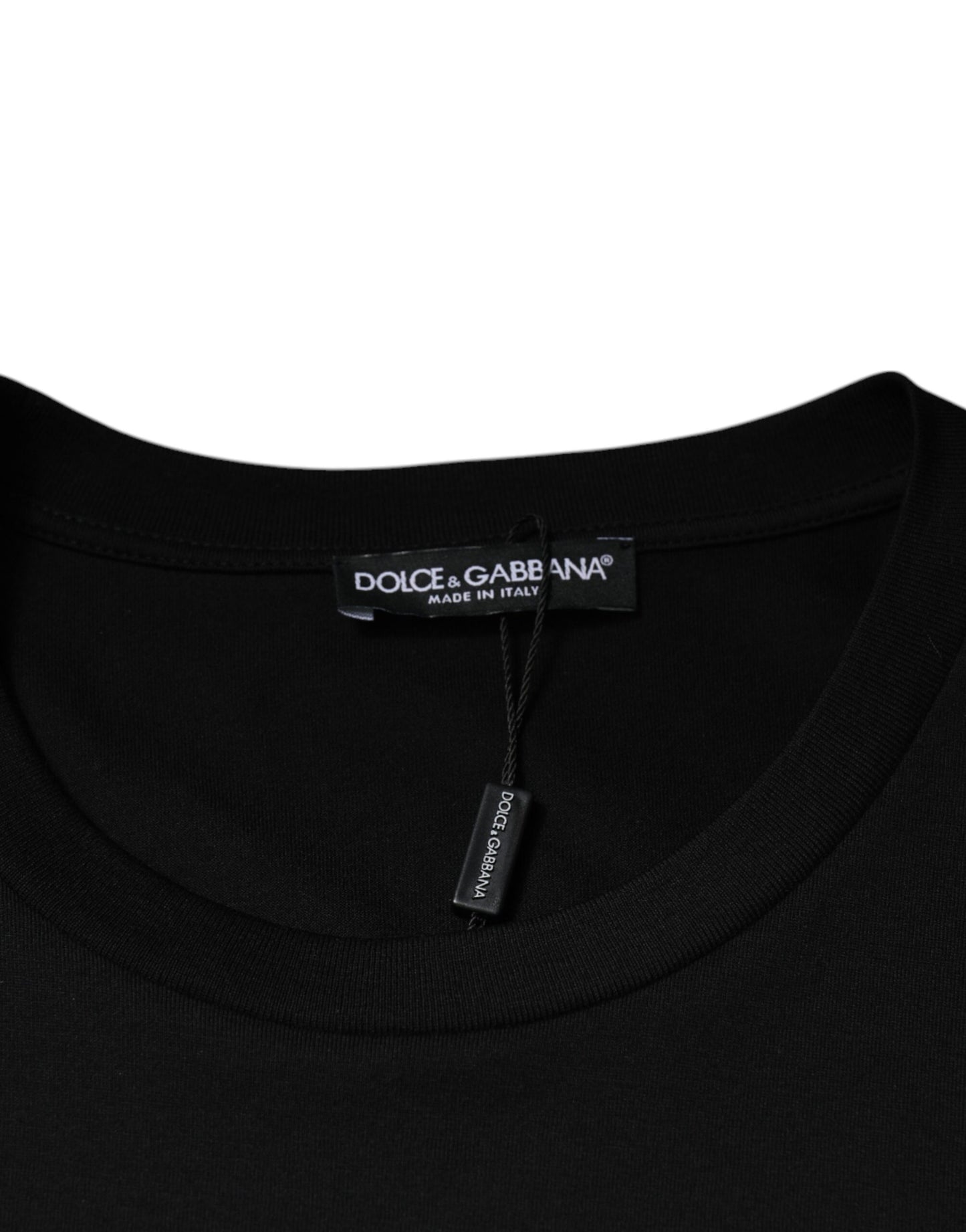Dolce & Gabbana – Schwarzes T-Shirt aus Baumwolle mit Rundhalsausschnitt und kurzen Ärmeln