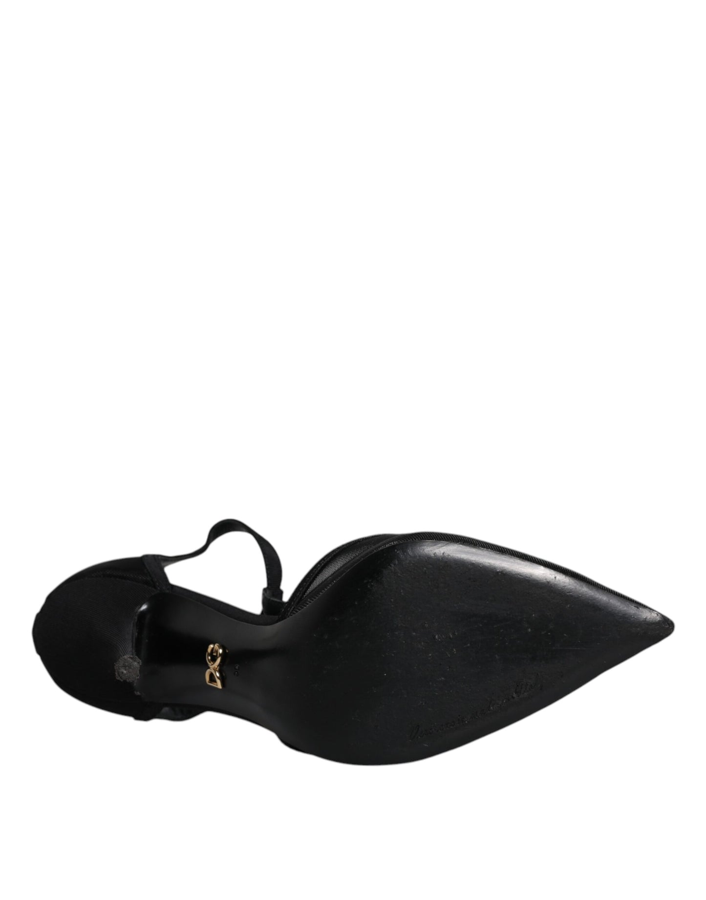 Dolce & Gabbana – Schwarze High Heels mit T-Riemen aus Mesh mit Stilettoabsatz