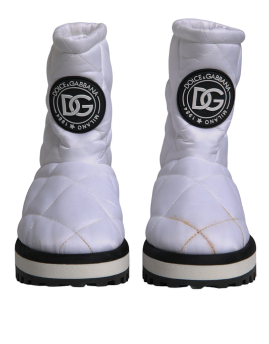 Dolce & Gabbana – Weiße, gepolsterte Stiefel mit halbhohem Schaft aus Viskose
