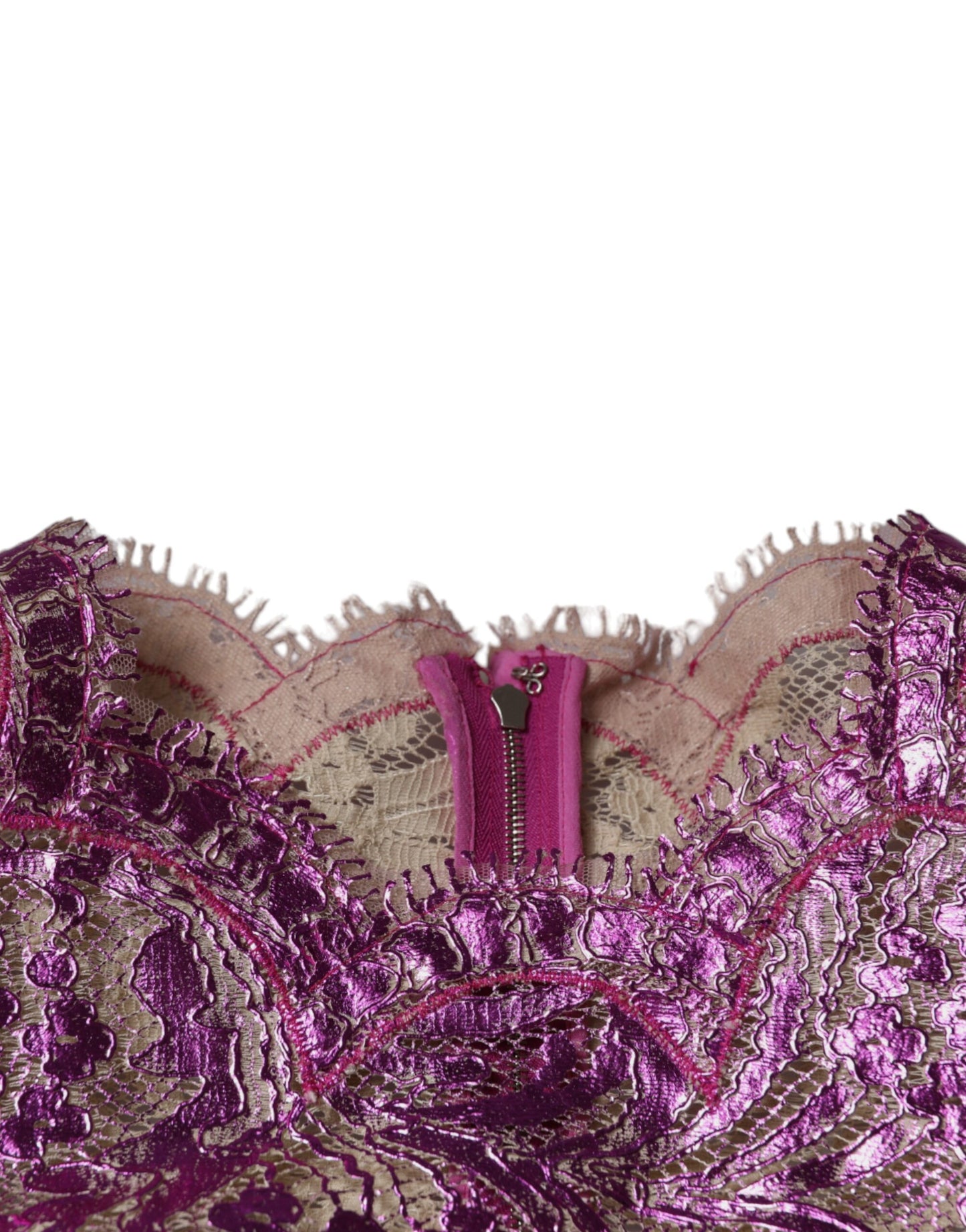 Dolce & Gabbana – Mini-Etuikleid mit Blumenmuster in Metallic-Fuchsia