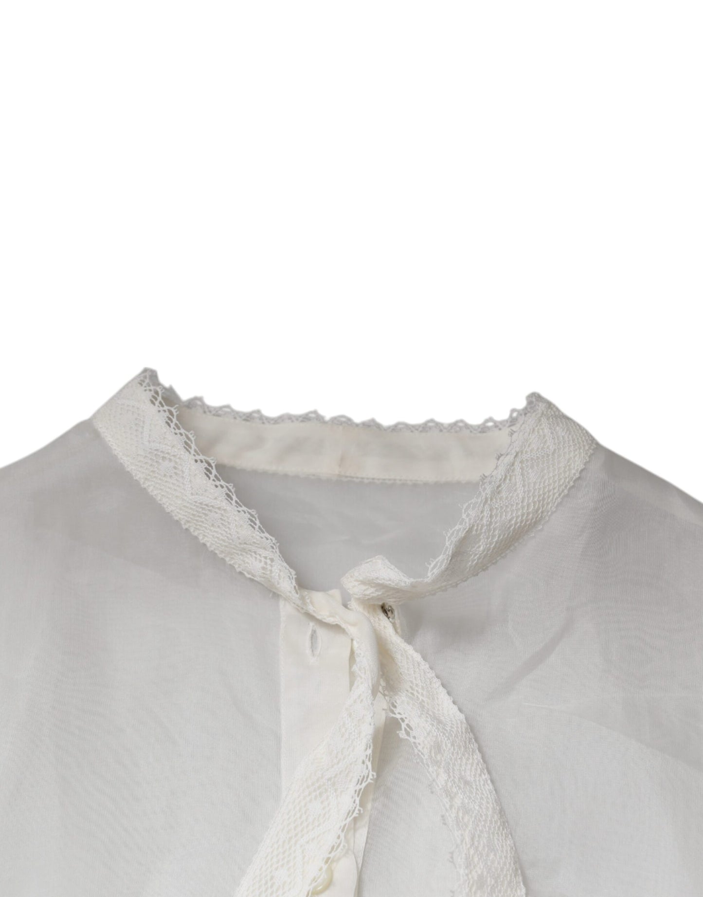 Dolce & Gabbana – Weißes Blusentop mit Ascot-Kragen und langen Ärmeln