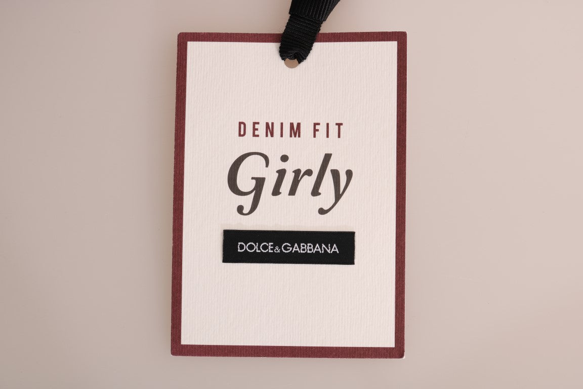 Dolce & Gabbana Blaue GIRLY-Jeans aus gestreifter Baumwolle