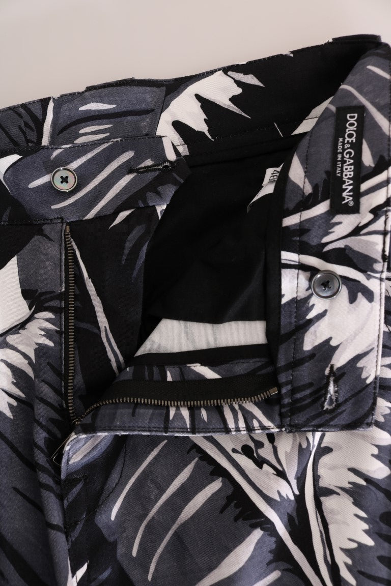 Dolce & Gabbana – Graue Baumwollhose mit Bananenblattmuster