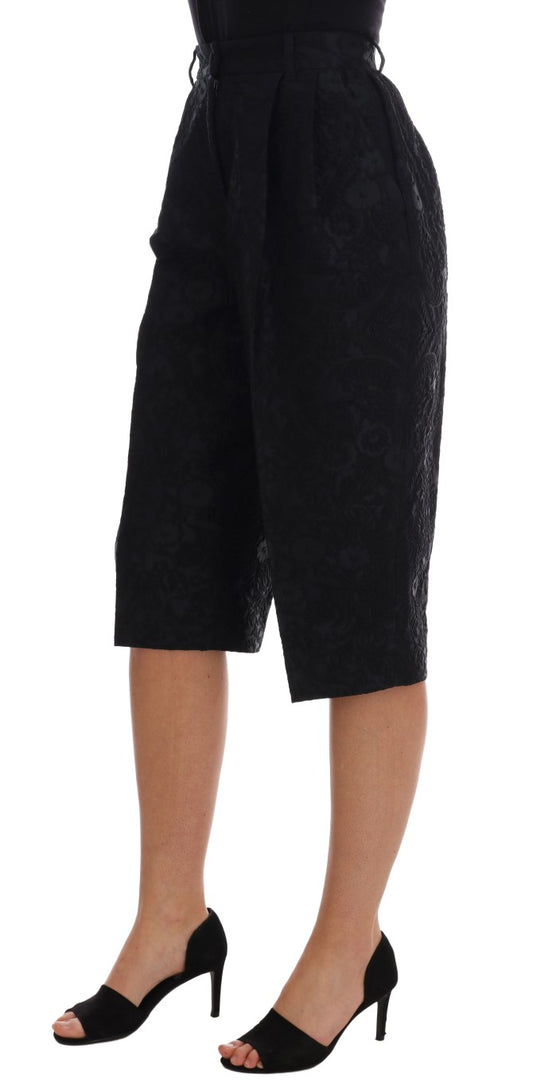 Dolce & Gabbana Capri-Shorts mit hoher Taille aus schwarzem Brokat