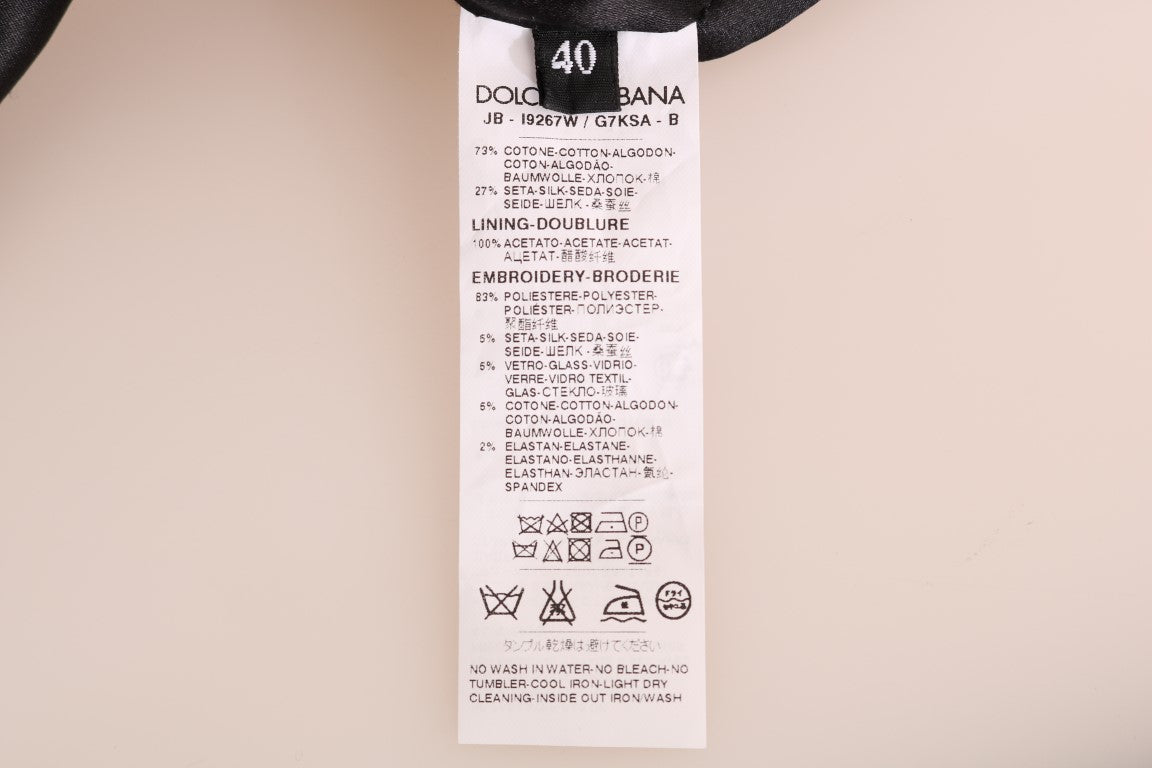 Dolce & Gabbana Schwarzer Märchen-Brokat-Pullover mit Reißverschluss