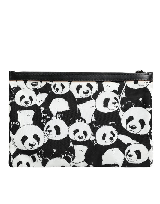 Dolce & Gabbana Clutch mit Panda-Muster, Schwarz/Weiß
