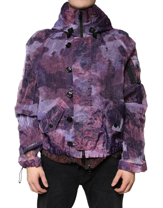 Dolce & Gabbana Lila Camouflage Kapuzenjacke Herren Blouson