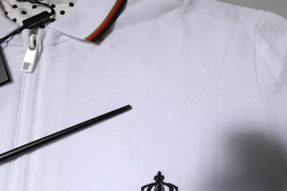 Dolce & Gabbana White Crown Herren Sweatshirt mit durchgehendem Reißverschluss