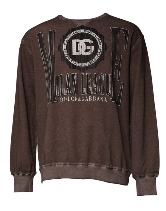 Dolce & Gabbana – Brauner Pullover mit Rundhalsausschnitt und Logo-Print