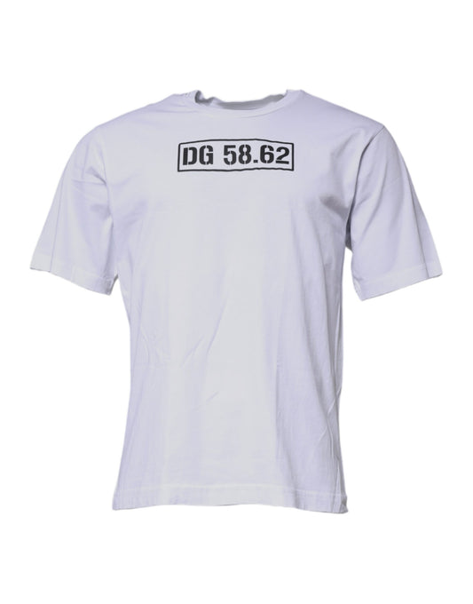 Dolce & Gabbana – Weißes T-Shirt aus Baumwolle mit Rundhalsausschnitt und DG-Logo