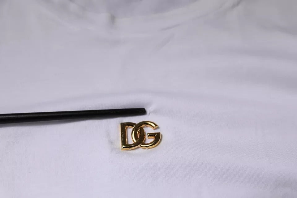 Dolce & Gabbana – Weißes, kurzärmliges T-Shirt mit Rundhalsausschnitt und DG-Logo