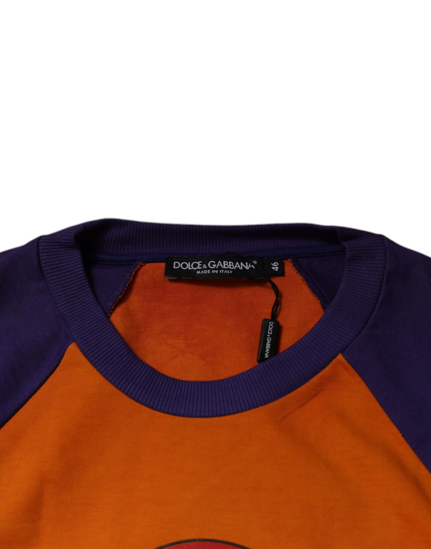 Dolce & Gabbana – Orange-violettes T-Shirt mit kurzen Ärmeln und grafischem Print
