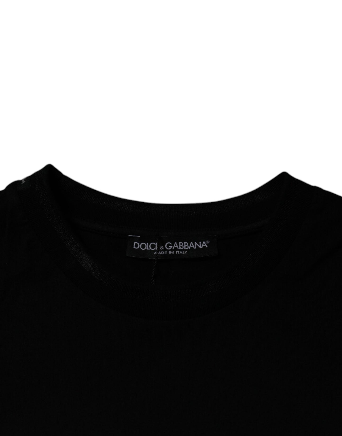 Dolce & Gabbana – Schwarzes, kurzärmliges T-Shirt mit Rundhalsausschnitt