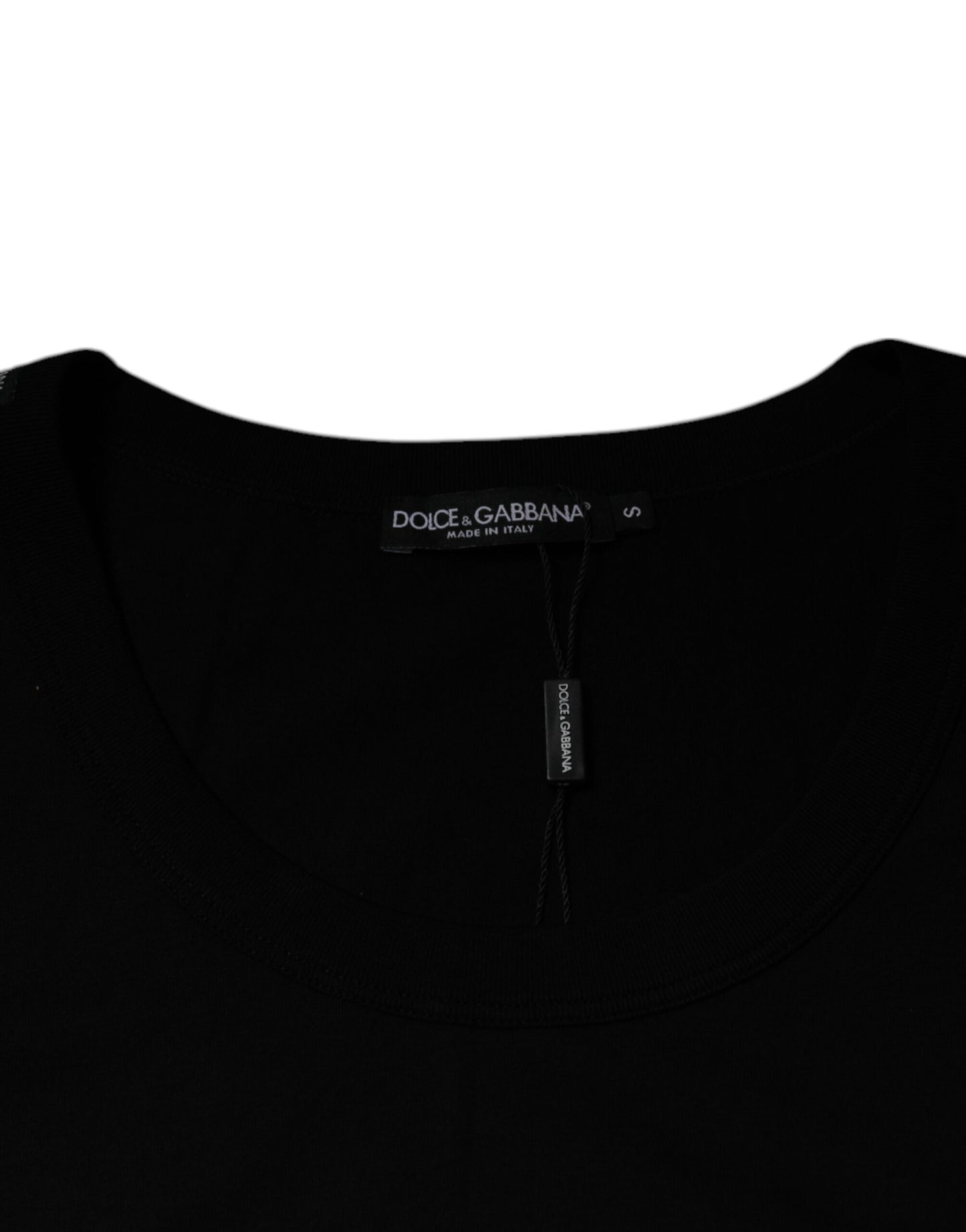 Dolce & Gabbana Schwarzes ärmelloses T-Shirt aus Baumwolle mit Rundhalsausschnitt