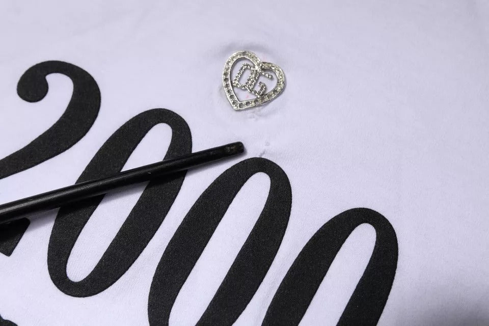 Dolce & Gabbana – Weißes Baumwoll-T-Shirt mit Rundhalsausschnitt und grafischem Print