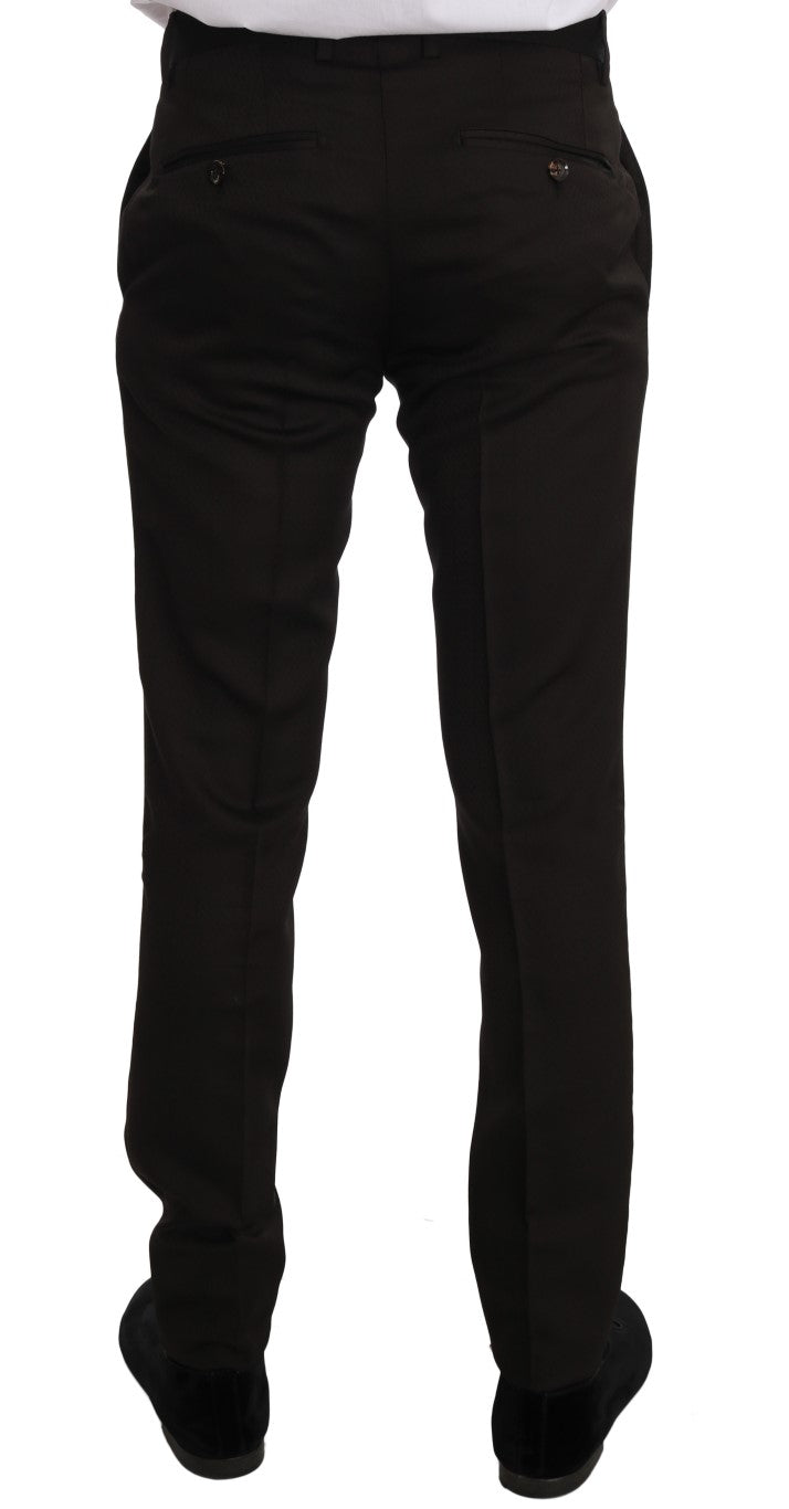 Dolce & Gabbana Braune Woll-Slim-Fit-Jacke mit Kristallbiene MARTINI