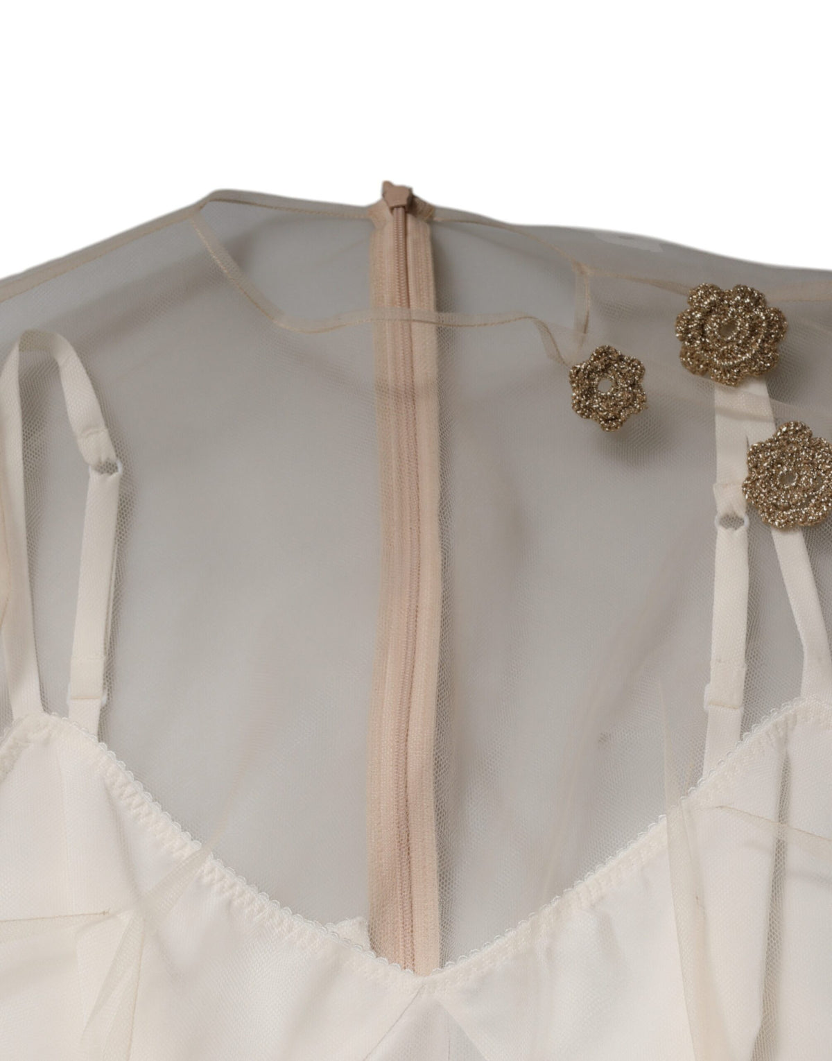 Dolce & Gabbana – Weißes, transparentes Tüll-Bustier-Midikleid mit figurbetontem Schnitt