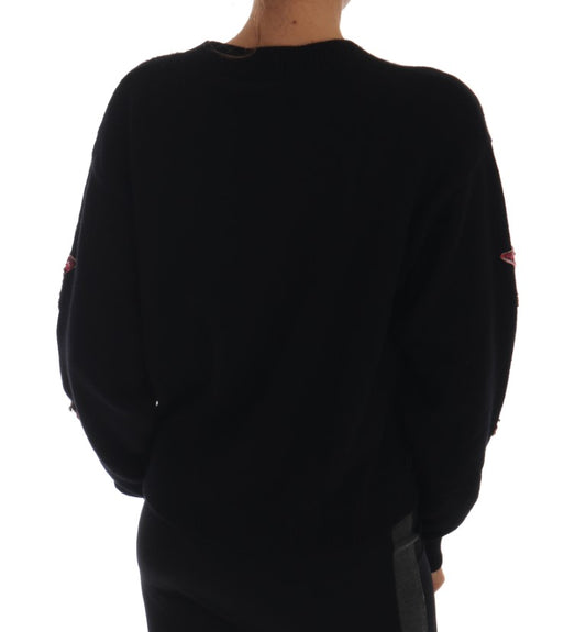 Dolce & Gabbana – Fairy Tale – Schwarzer Kaschmirpullover mit Kristallen