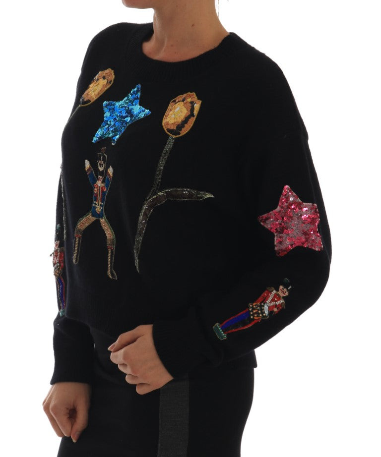 Dolce & Gabbana – Fairy Tale – Schwarzer Kaschmirpullover mit Kristallen