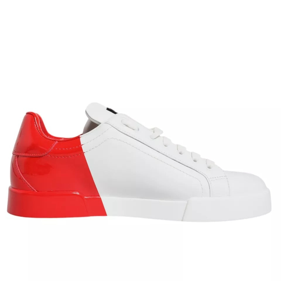 Dolce & Gabbana Weiß Rot Portofino Low Top Sneakers Schuhe