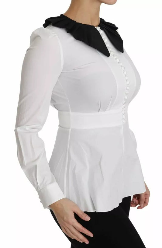 Dolce & Gabbana Schwarz Weiß Dekorative Knöpfe Tops Hemd Bluse