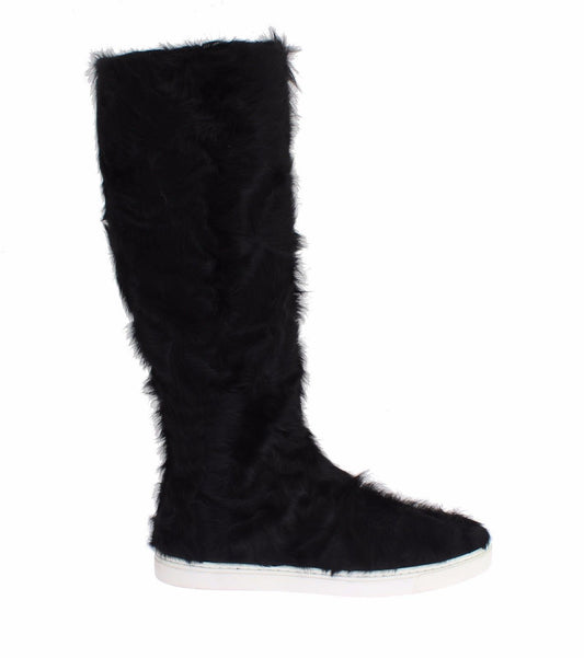 Dolce & Gabbana Schwarze Xiangao-Lederstiefel aus Lammfell