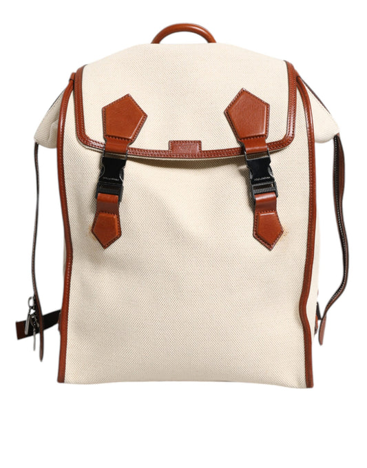 Dolce & Gabbana Reiserucksack aus beige-braunem Canvas-Leder