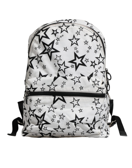 Dolce & Gabbana, weißer Nylon-Schulrucksack mit DG-Sternen-Print