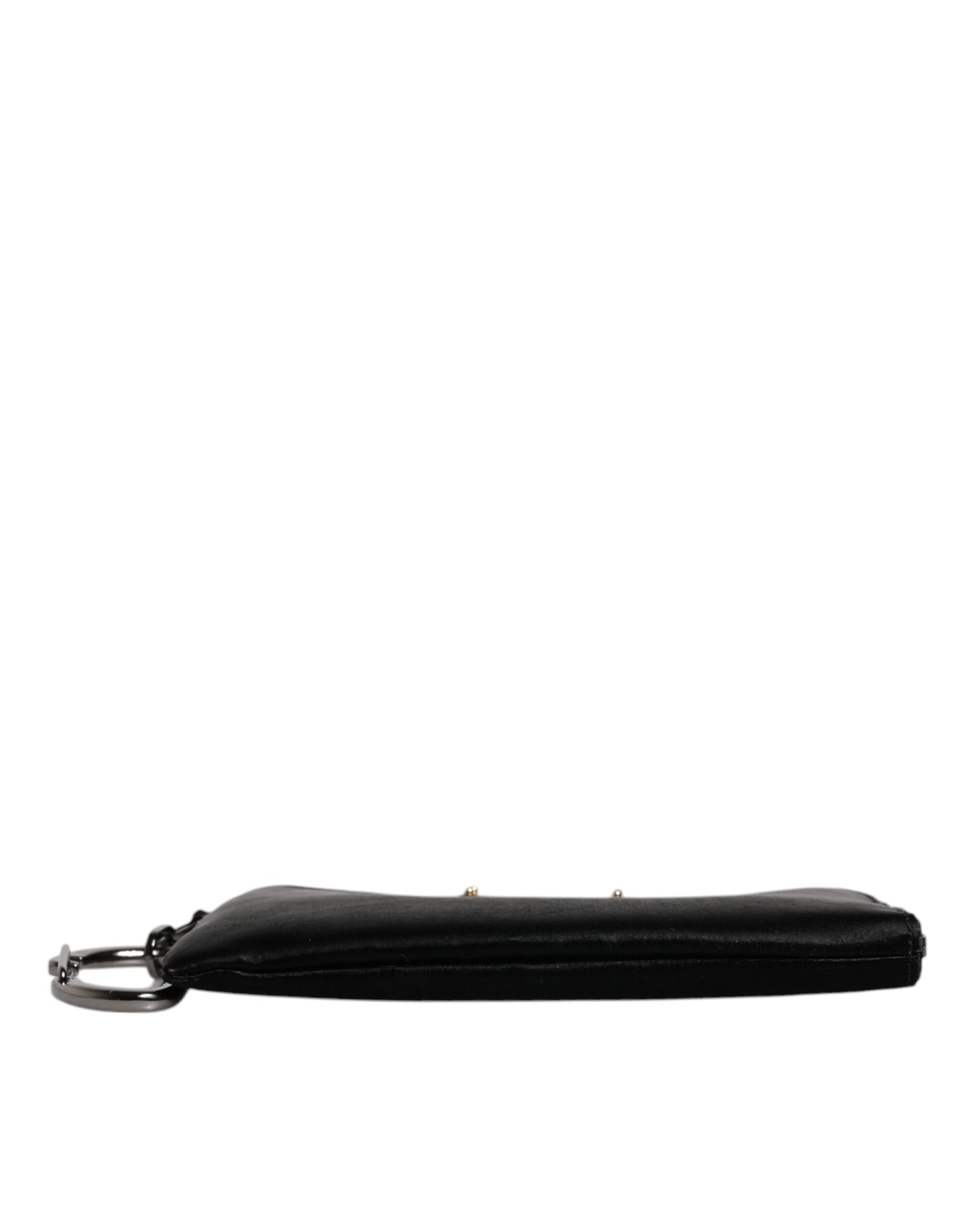 Dolce & Gabbana – Schwarze Clutch aus Nylon mit Schlüsselanhänger und Logo-Plakette