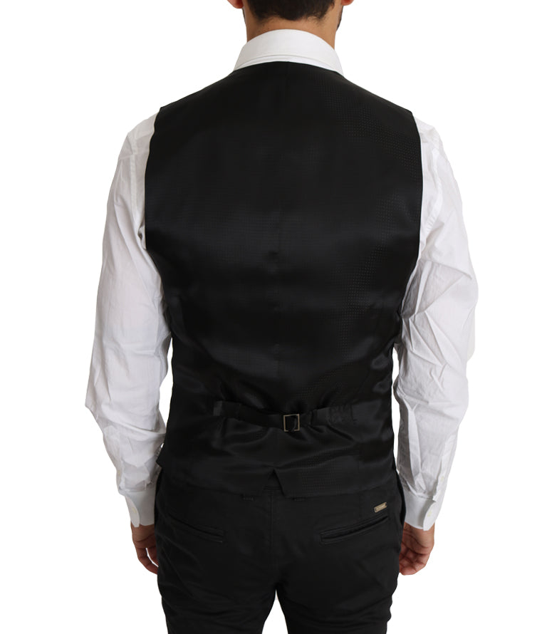 Dolce & Gabbana Schwarze Weste aus massiver Wolle und Seide