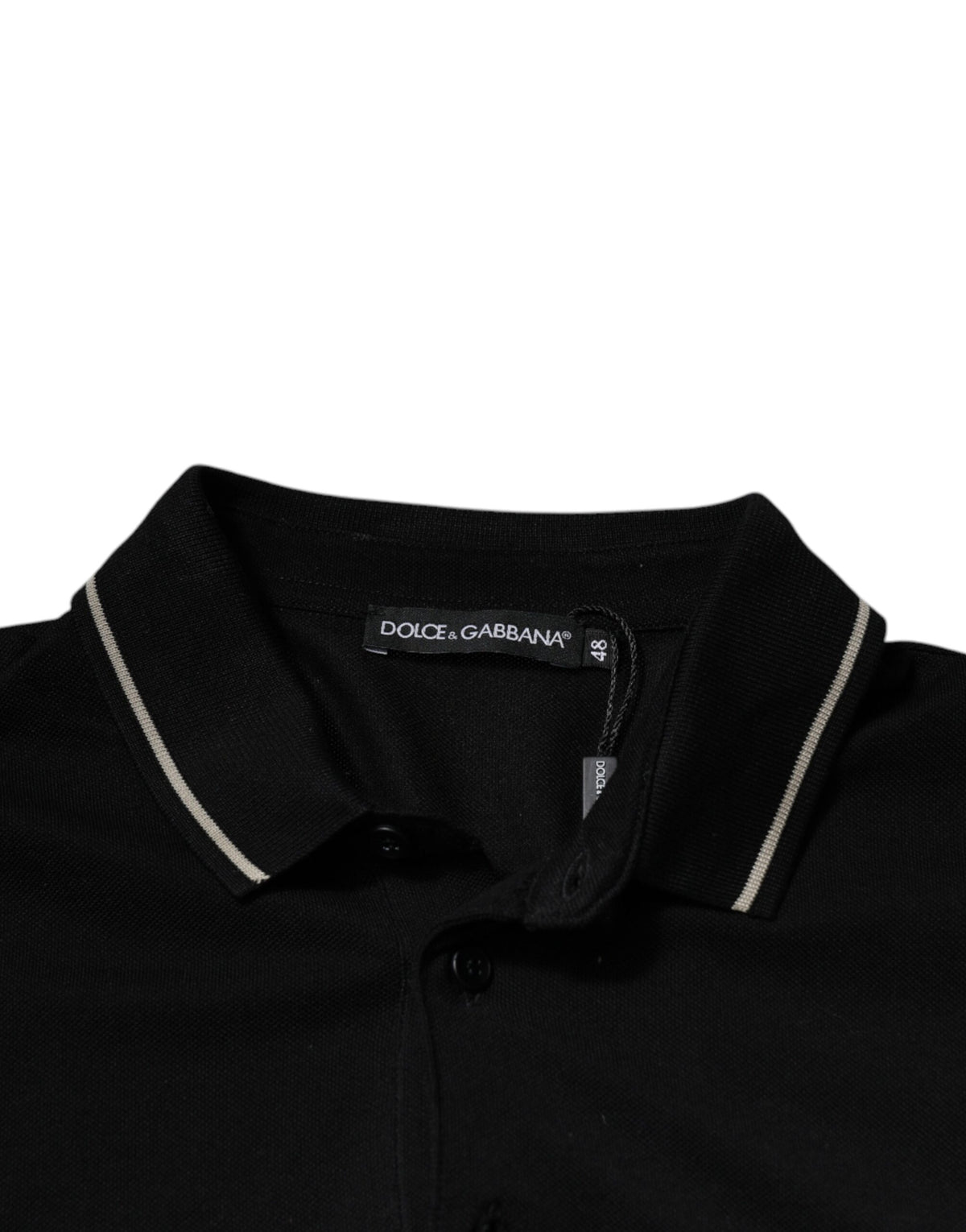 Dolce & Gabbana – Poloshirt aus Baumwolle mit kurzen Ärmeln in Schwarz und Weiß