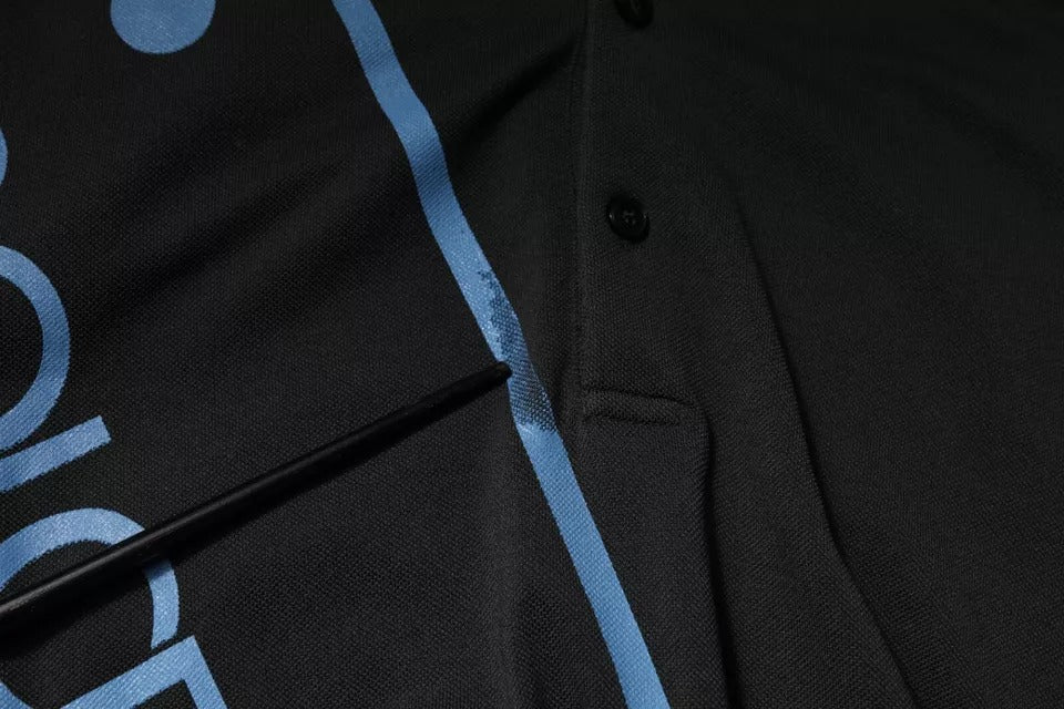 Dolce & Gabbana – Schwarzes Poloshirt aus Baumwolle mit Kragen und Logo-Print