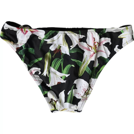 Dolce & Gabbana Schwarzer Liliendruck Bademode Bottom Beachwear Bikini