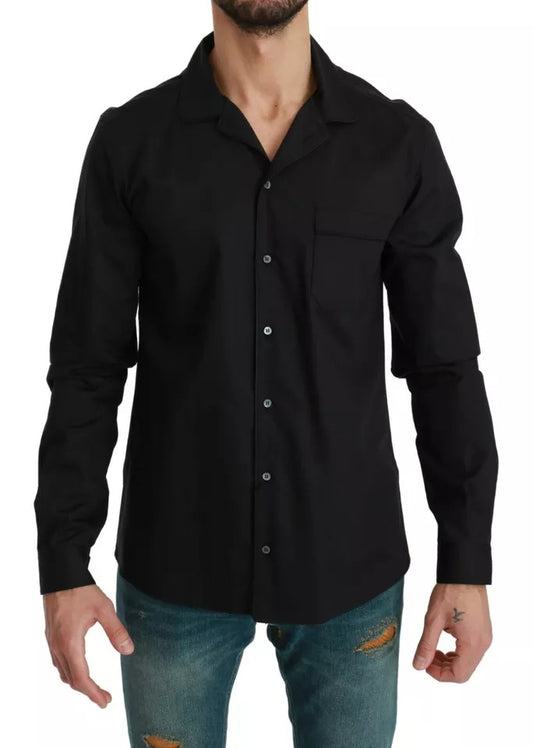 Dolce & Gabbana – Blaues Pyjama-Lounge-Shirt aus gestreifter Baumwolle