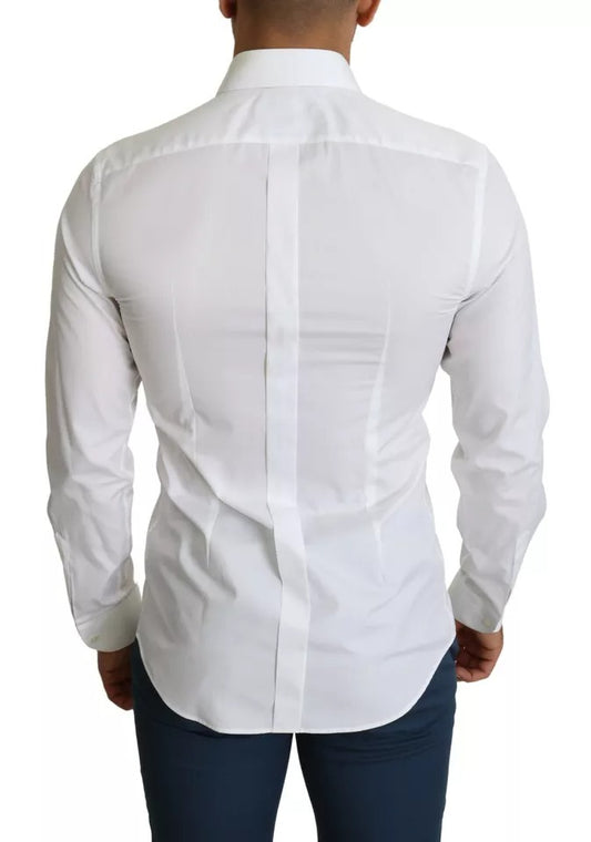 Dolce & Gabbana Weißes formelles Smokingkleid GOLD Hemd