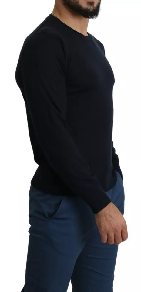 Dolce & Gabbana – Schwarzes Kaschmir-Sweatshirt mit Rundhalsausschnitt