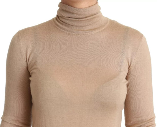 Dolce & Gabbana Beige Rollkragenpullover aus Kaschmir-Seide